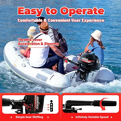 Buy HANGKAI 2-Stroke 6 HP Outboard Motor Boat Marine Engine Water Cooling CDI System • 540.55$