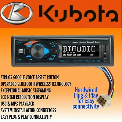 Buy Kubota Tractor LX-2610 Radio AM FM Bluetooth MP3 AUX USB W/ Plug Play Harness • 99.99$