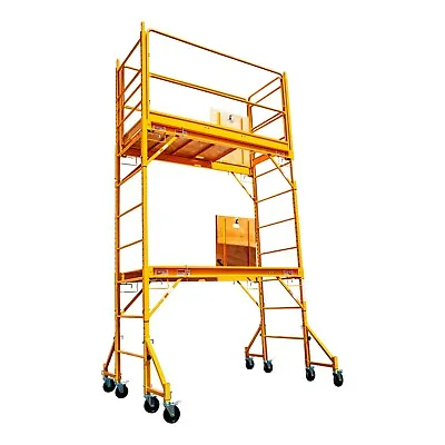 Buy 12 FT BUILD MASTER Scaffolding W/hatch Platforms, Guard Rail & Outriggers Sets  • 895$