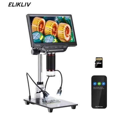 Buy Elikliv Digital Coin Microscope 1300X 7''  LCD Screen Soldering 32GB HDMI & USB  • 129.99$