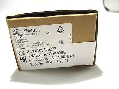Buy New Ifm Efector Tm4331 Rtd Temperature Probe Sensor • 99.90$
