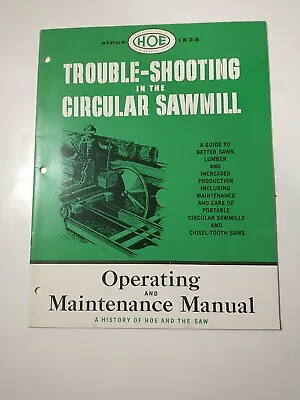 Buy TroubleShooting Circular Sawmill, Hoe Manual Operation Original 17 Page Page • 29.95$