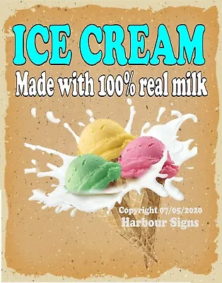 Buy Ice Cream Real Milk DECAL (CHOOSE YOUR SIZE) V Food Truck Concession Sticker • 13.99$