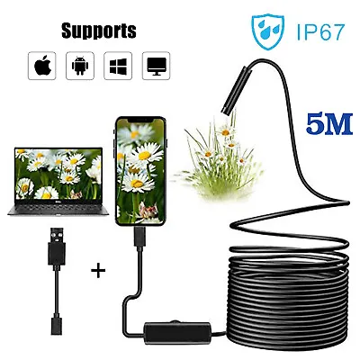 Buy Pipe Inspection Camera Endoscope Video Sewer Drain Cleaner Waterproof Snake USB • 25.99$