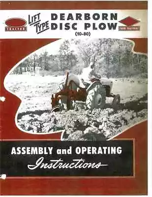 Buy Ford Dearborn 3pt Hitch Tractor 10-80 Lift Type Disc Plow Owners Manual 8n 2n 9n • 18.50$