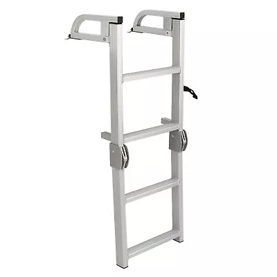 Buy RecPro Compact Space Saving Aluminum Quick Release 4-Step Pontoon Boat Ladder • 100.99$