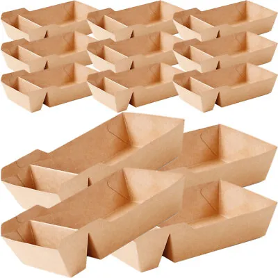 Buy  50 Pcs Kraft Paper Snack Box Food Serving Boats Trays Basket • 22.40$