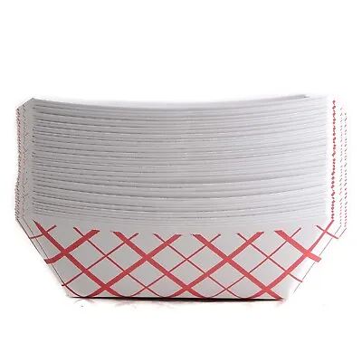 Buy 1/2lb Red Check Paper Food Trays Baskets Snack Server Recyclable Server • 15.95$