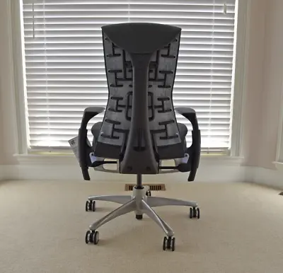 Buy Herman Miller Embody Task Chair Dark Carbon Sync Fabric Upgraded Titanium Base • 2,850$