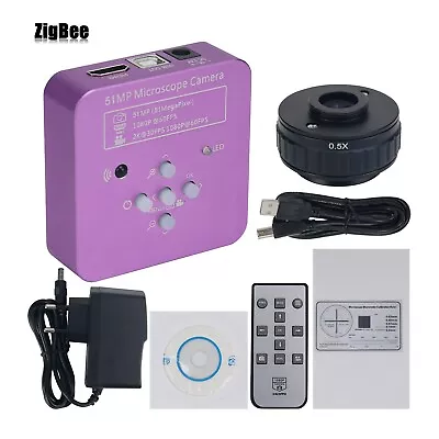 Buy 2K 51MP Microscope Camera Kit USB Camera W/ 0.5X Trinocular Stereo Microscope • 118.75$