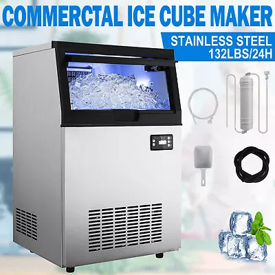 Buy 132LB/24H Commercial Ice Maker Built-in Ice Cube Machine 33Lb Bin Storage 110V • 385.90$