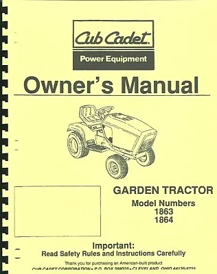 Buy Cub Cadet 1863/1864 Garden Tractor Owner's Manual • 24.99$