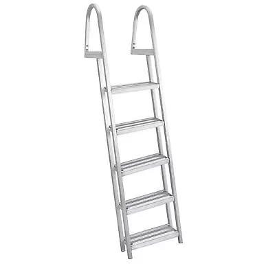 Buy RecPro 5 Step Angled Aluminum Pontoon Dock & Boat Boarding Ladder, Silver (Used) • 137.45$