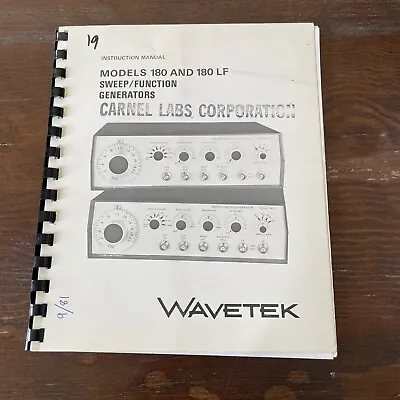 Buy Wavetek Models 180 & 180 LF Sweep/Function Generators Instruction Manual 9/81 • 14.98$