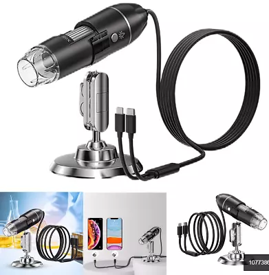 Buy 1600X HD 1440P  Digital Microscope 8 LED Magnifier Endoscope For IOS Android • 20.73$