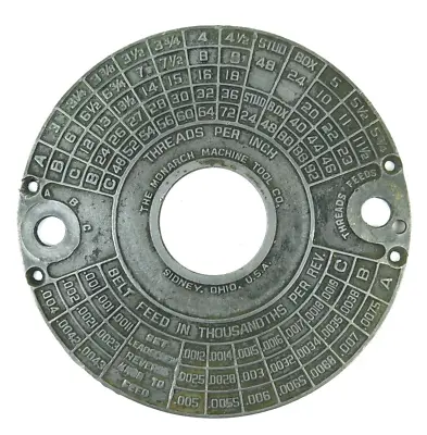 Buy Monarch 10EE Round Dial Lathe Metal Quick Change Threading Chart Plate • 64.99$