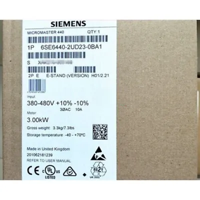 Buy New Siemens 6SE6440-2UD23-0BA1 6SE6 440-2UD23-0BA1 MICROMASTER440 Without Filter • 541.77$