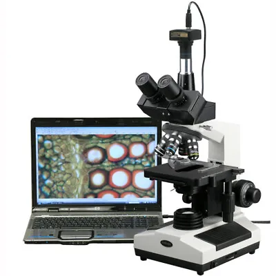 Buy AmScope 40X-2000X Compound Trinocular Microscope 5MP USB Camera Video & Stills • 489.99$