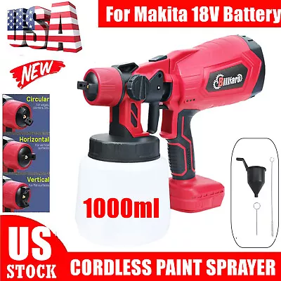 Buy 1000ML Cordless Electric Spray Gun HVLP Paint Sprayer For Makita Without Battery • 28.69$
