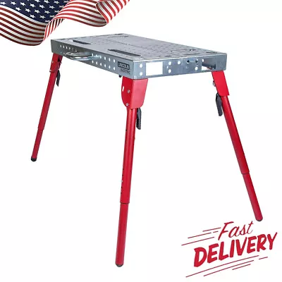 Buy Portable Welding Table Folding Workbench Double Locking Legs Steel Red & Grey • 236.55$