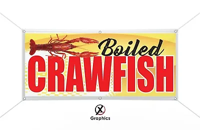 Buy CRAWFISH Banner Sign For Restaurant Bar Or Food Truck Trailer W Metal Grommets • 69.99$