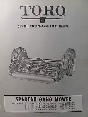 Buy TORO SPARTAN Gang Reel Mower Bullet Tractor Implement Owner & Parts Manual 01133 • 34.99$
