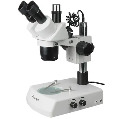 Buy AmScope 10X-20X-40X Trinocular Stereo Microscope With Top & Bottom Lights • 298.99$