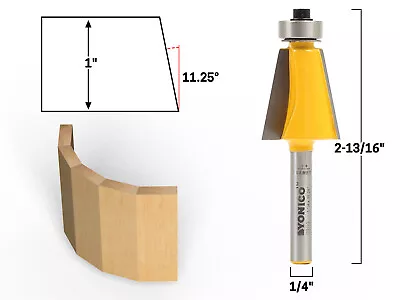 Buy 11.25 Degree Chamfer Edge Forming Router Bit - 1/4  Shank - Yonico 13911q • 13.95$
