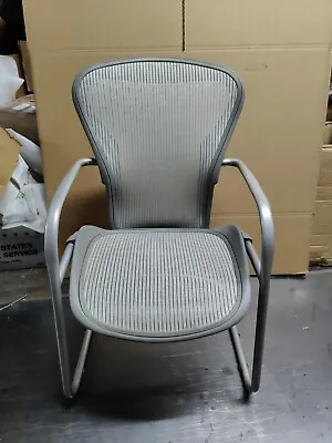 Buy Herman Miller Aeron Side Chair Size B Desk Chair Titanium Silver Mesh Chair Rare • 379.99$