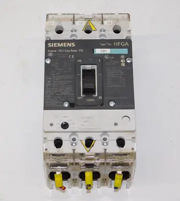 Buy Siemens HFX3B100 Molded Case Circuit Breaker 3 Pole 100 Amp 600 VAC HFGA Unit • 299$