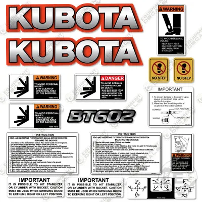 Buy Fits Kubota BT602 Decal Kit Backhoe Attachment - 7 YEAR OUTDOOR 3M VINYL! • 74.95$