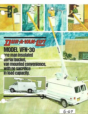 Buy Equipment Brochure - Dur-A-Van-Lift - Truck One Man Aerial Bucket - 1978 (E6691) • 8.06$