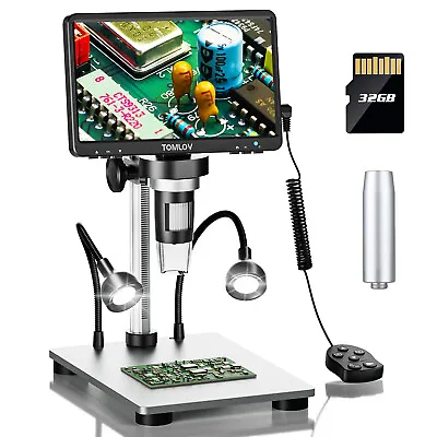 Buy TOMLOV 7  Digital Microscope 1080P Coin Microscope Video Camera 1200X 15CM Tube • 86$