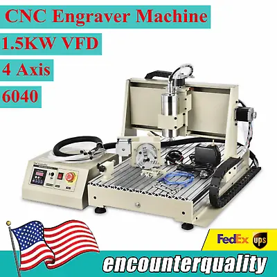 Buy USB 4Axis CNC Router 6040 Engraver 1500W VFD Drilling Milling Machine + Remote   • 1,055$