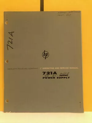 Buy HP Model 721A Power Supply Operating And Service Manual • 39.99$