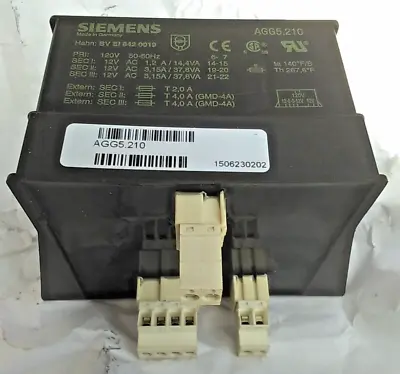 Buy AGG5.210 Siemens Transformer 120Vpri 12Vac Secondary Voltage • 150$