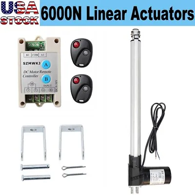 Buy 12V 1320LBS 18  Linear Actuator + Controller + Brackets 6000N DC Motor Auto Lift • 79.99$