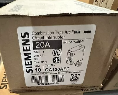 Buy Siemens QA120AFC 20A Combination-Type Arc Fault Circuit (Box Of 10) • 345$