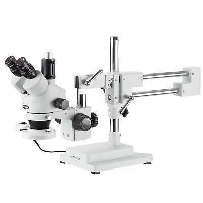 Buy AmScope 7X-45X Simul-Focal Fluorescent Trinocular Boom Stereo Microscope • 626.99$