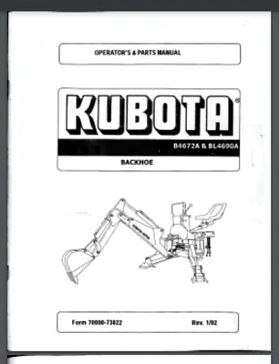 Buy Kubota Backhoe Attachment B4672A BL4690A Parts Manual 75 Pages Model Year 2002 • 19.95$