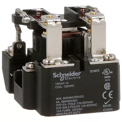 Buy Schneider Electric 199Ax-14 Open Power Relay,8 Pin,120Vac,Dpdt • 46.79$
