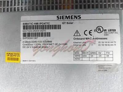 Buy 1PCS Used Siemens Industrial Computer 6AV7424-0AA00-0GT0 6AV7 424-0AA00-0GT0 • 3,718$