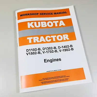 Buy Kubota L2550 L2550Dt L2650 Tractor D1402 Engine Service Manual Repair Shop Book • 22.97$
