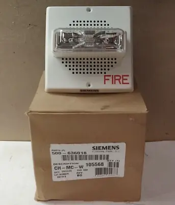 Buy NEW SIEMENS 500-636018 CH-MC-W FIRE ALARM HORN/STROBE/SPEAKER 45 DBA 16-33 VDC • 94.49$