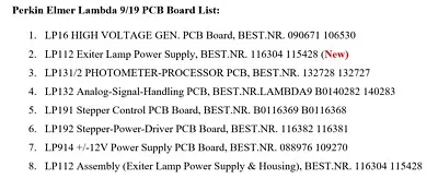 Buy Perkin Elmer Lambda 9/19 Spectrophotometer PCB Boards (PN List In Description) • 150$