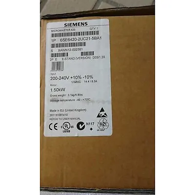 Buy New Siemens MICROMASTER420 Without Filter 6SE6420-2UC21-5BA1 6SE6 420-2UC21-5BA1 • 503.99$