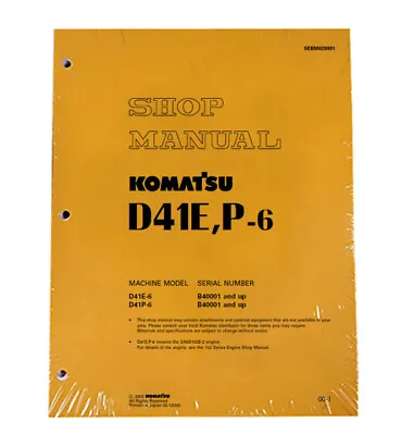 Buy Komatsu D41E-6, D41P-6 W/ 6D102E-2 Bulldozer Repair Service Manual # SEBD028801 • 58.32$