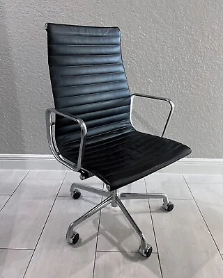 Buy Herman Miller Eames EA337 High Back Ribbed Office Chair, Black Leather • 1,800$