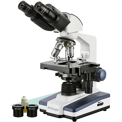 Buy AmScope 40X-2500X LED Lab Binocular Compound Microscope With 3D-Stage B120C • 249.99$