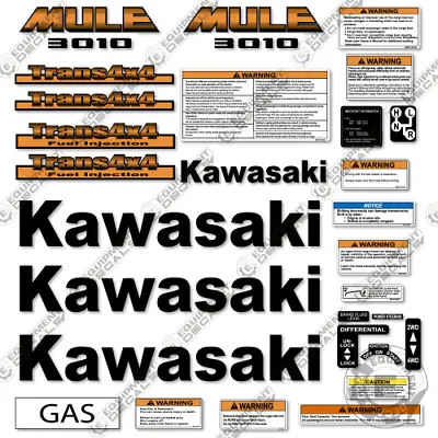 Buy Fits Kawasaki Mule 3010 Decal Kit - Aftermarket 7 Year 3M Vinyl Kit! (Orange) • 114.95$